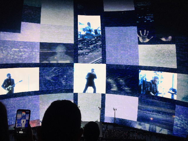 Patchwork digital imagery incorporating Achtung Baby album design for opening song in the Sphere, Las Vegas