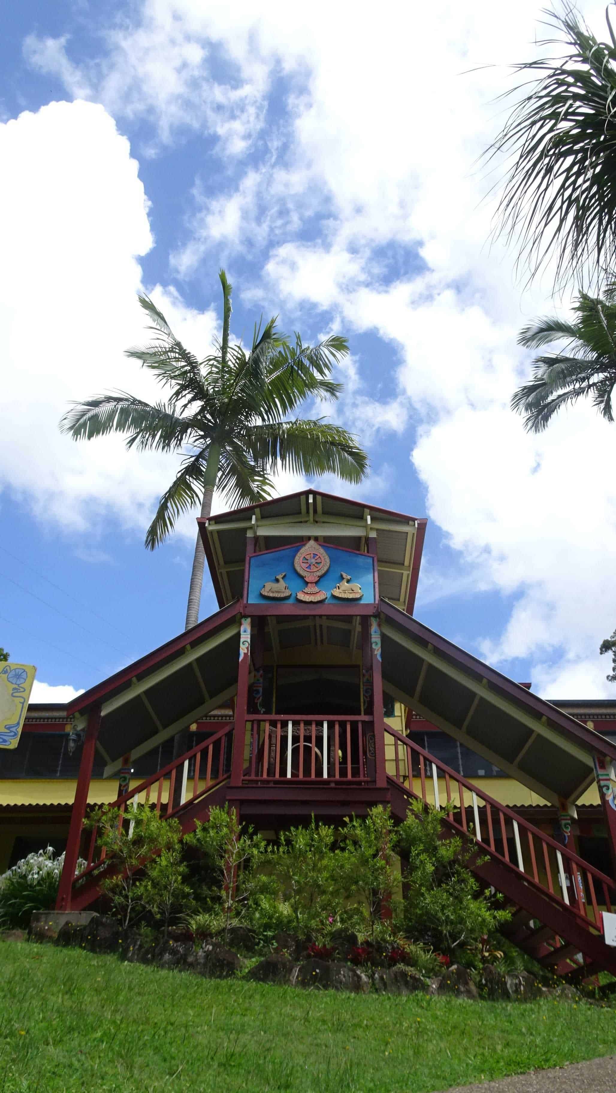 Looking up at Gompa building on top of hill