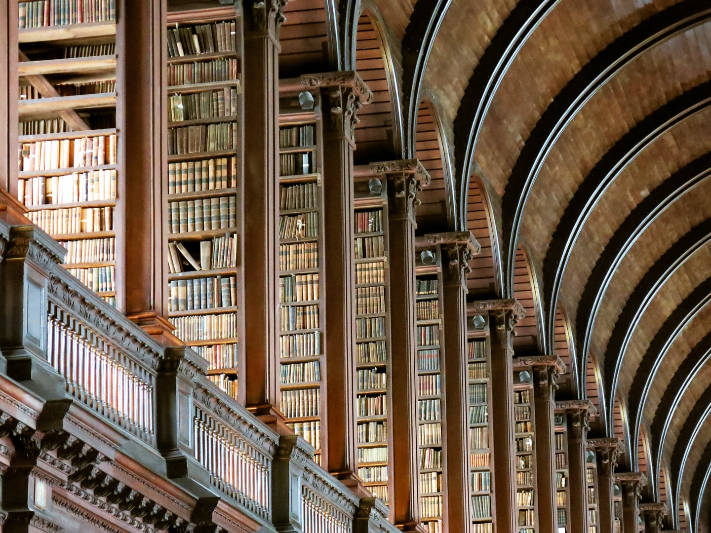 Book shelves of Trinity College Library, Dublin