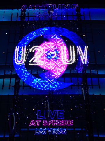 Neon U2:UV Live At Sphere Las Vegas sign