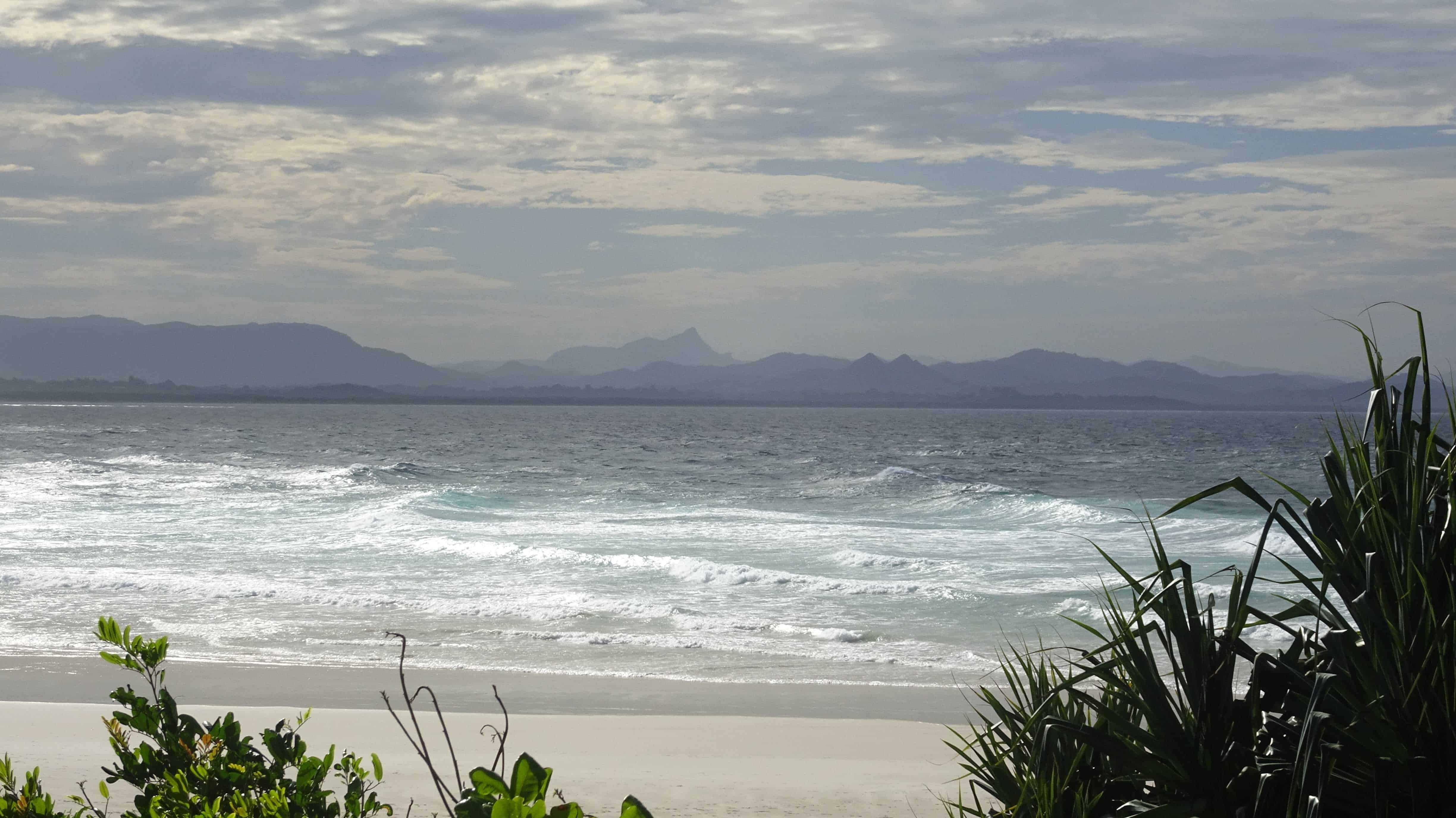 Beach & hinterland view from Watego's, Byron Bay, New South Wales, Australia