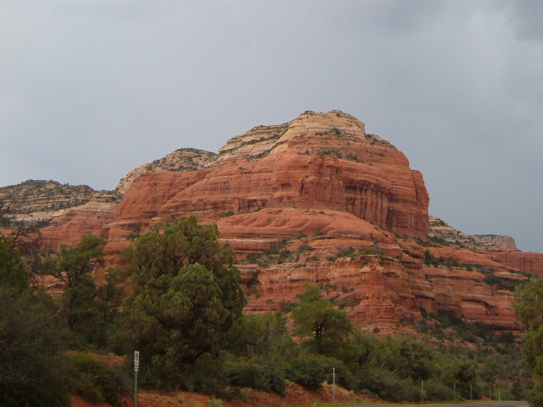 Boynton Canyon rock formation against dark sky in Sedona, Arizona, USA