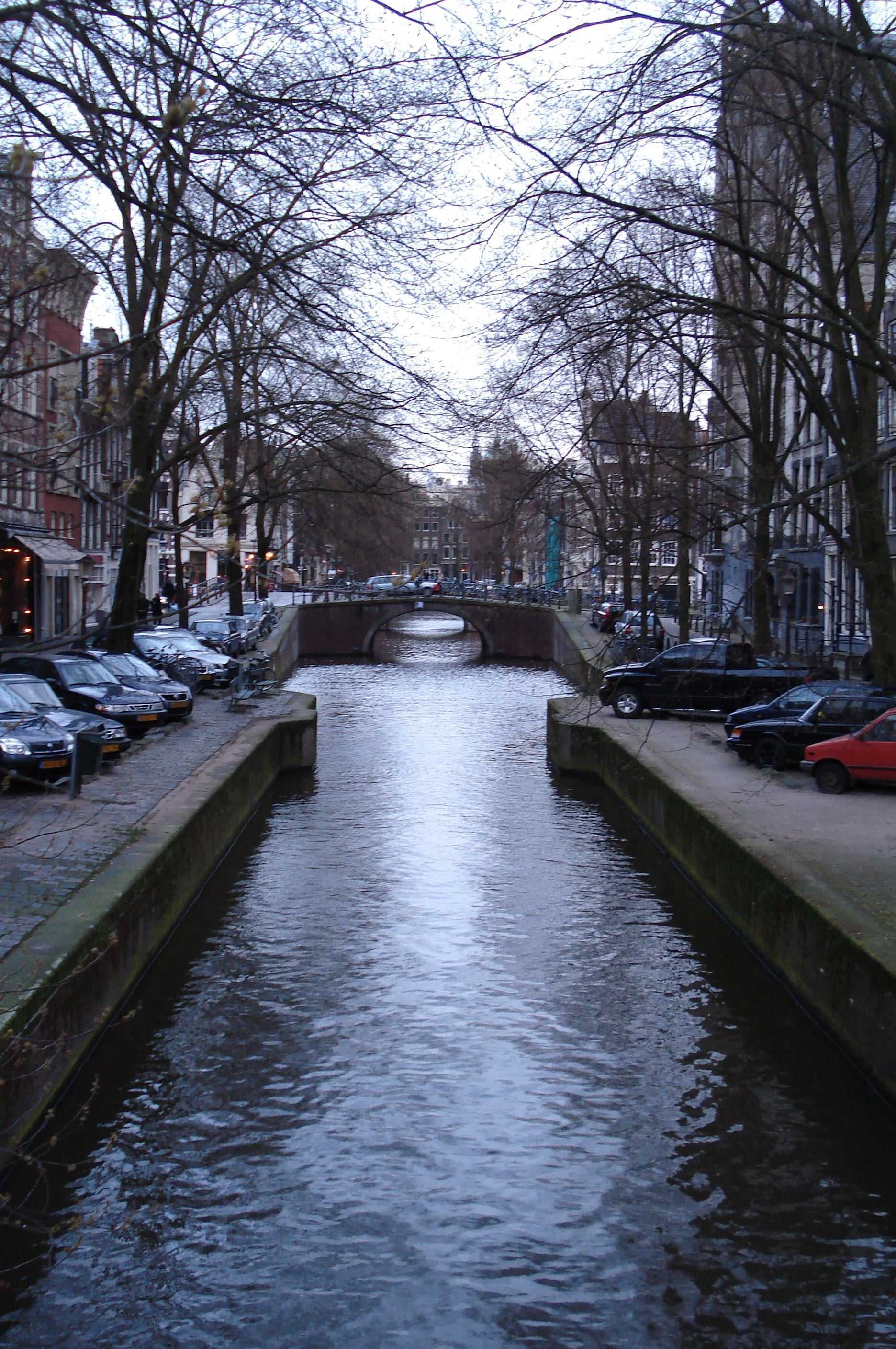 Amsterdam canal at dusk